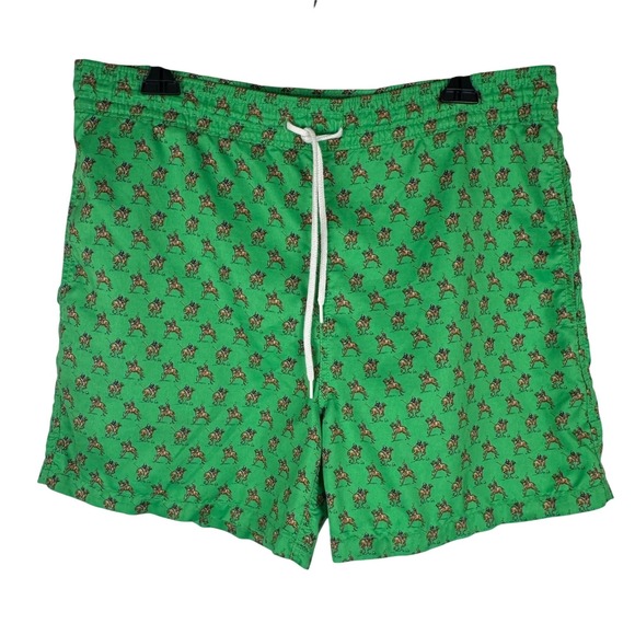 Polo Ralph Lauren Other - Polo Ralph Lauren Swim Trunks Mens S Green‎ All Over Polo Player Print Lined Vtg